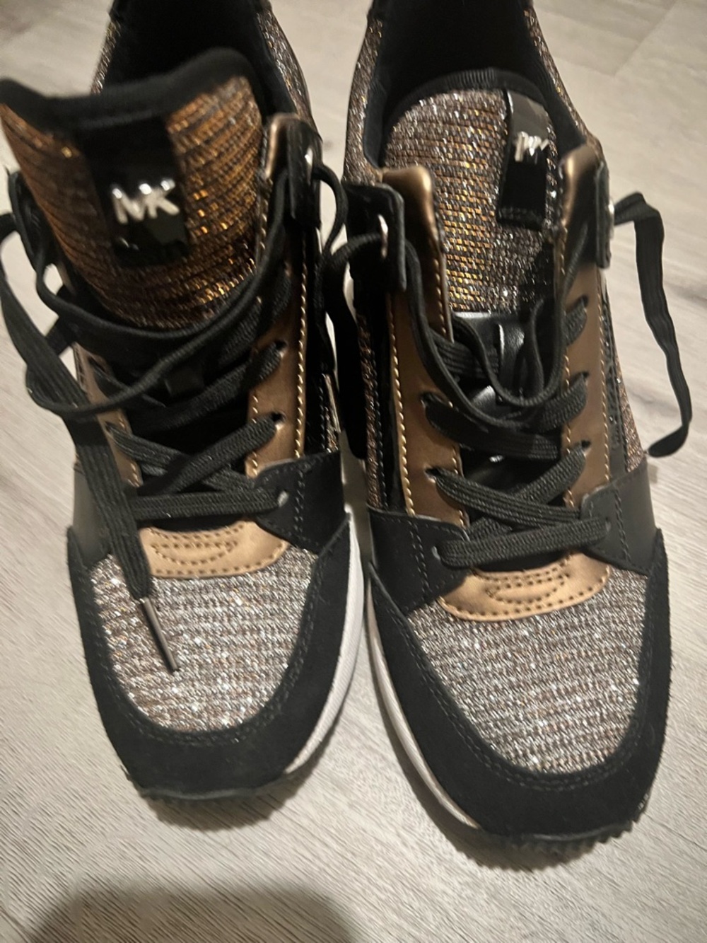 Michael Kors Black & Gold Sparkle Lace-Up Sneakers